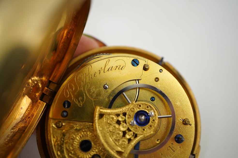 A George III silver gilt pair cased rack lever keywind pocket watch by P. Litherland & Co, Liverpool, with Roman dial and subsidiary seconds (hand missing)